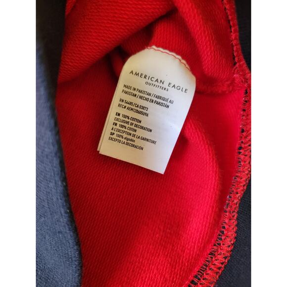 American Eagle Rugby Wide Stripe Nautical Crewneck Sweater Shirt Red/Navy Size L - Picture 4 of 6